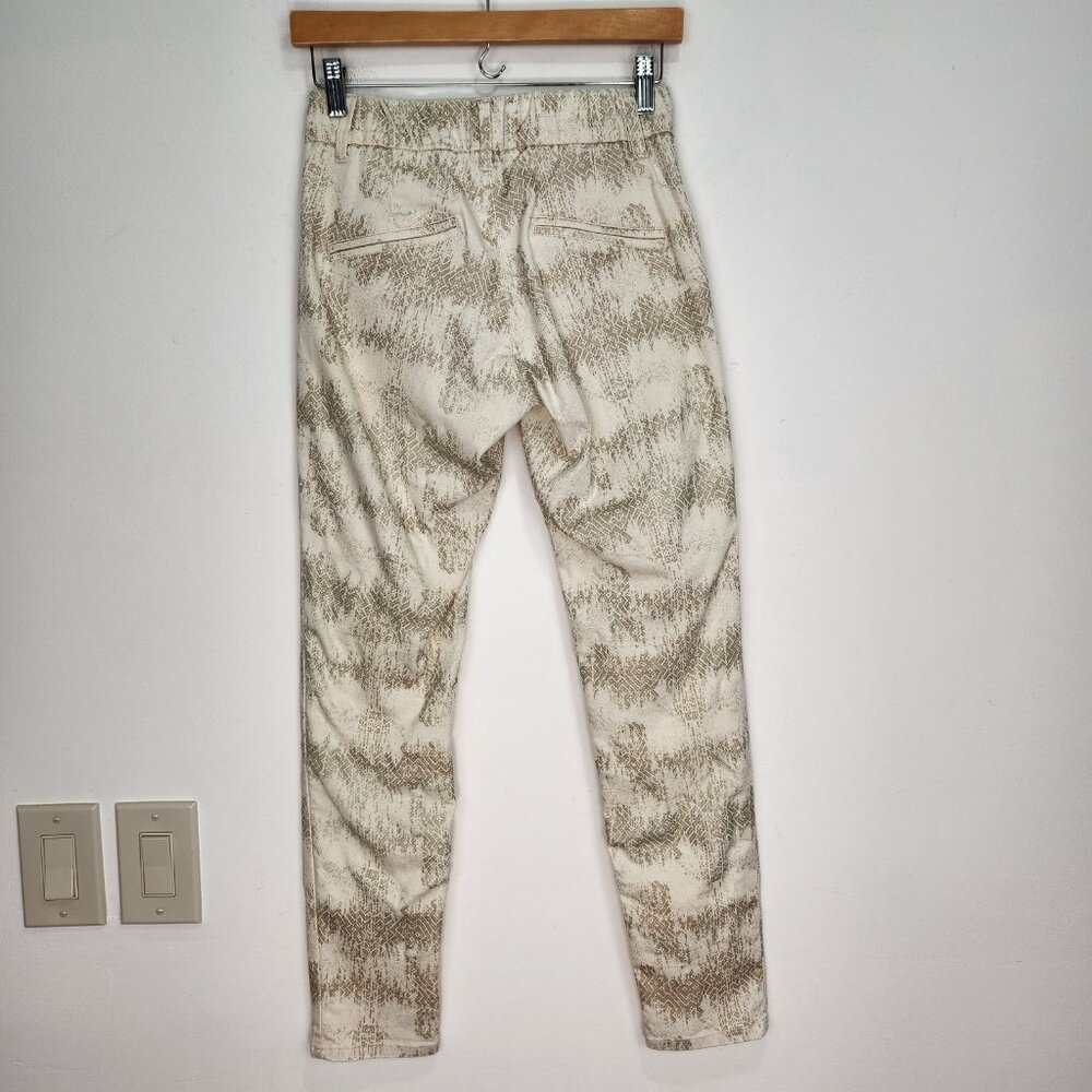 Bevy Flog Dafna Pull On Pant 24 Ivory Geo Faded Diamond Print Skinny Stretch - Picture 2 of 10
